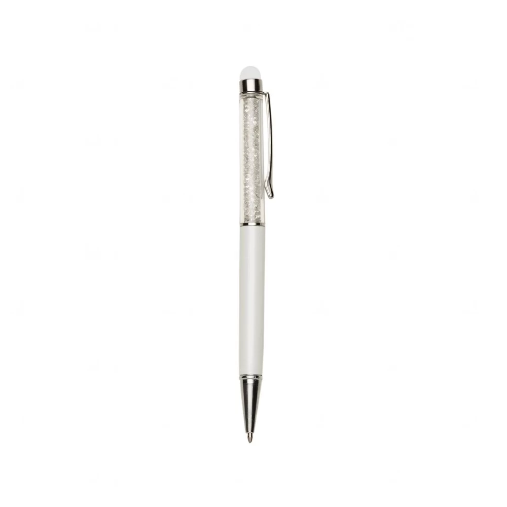 Caneta Touch Metal Personalizada Branco e Branco