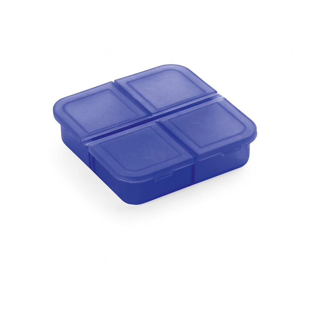 Porta Comprimidos 4 Divisórias Personalizado Azul