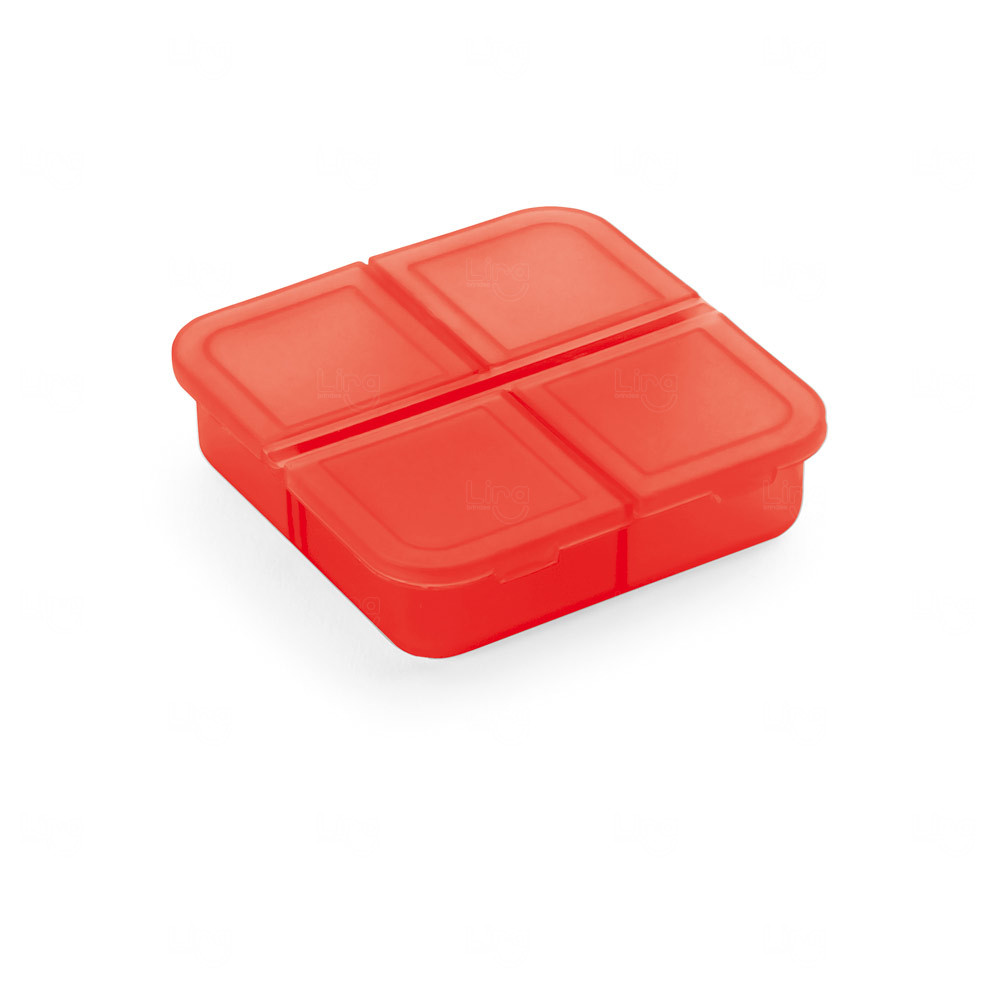 Porta Comprimidos 4 Divisórias Personalizado Vermelho