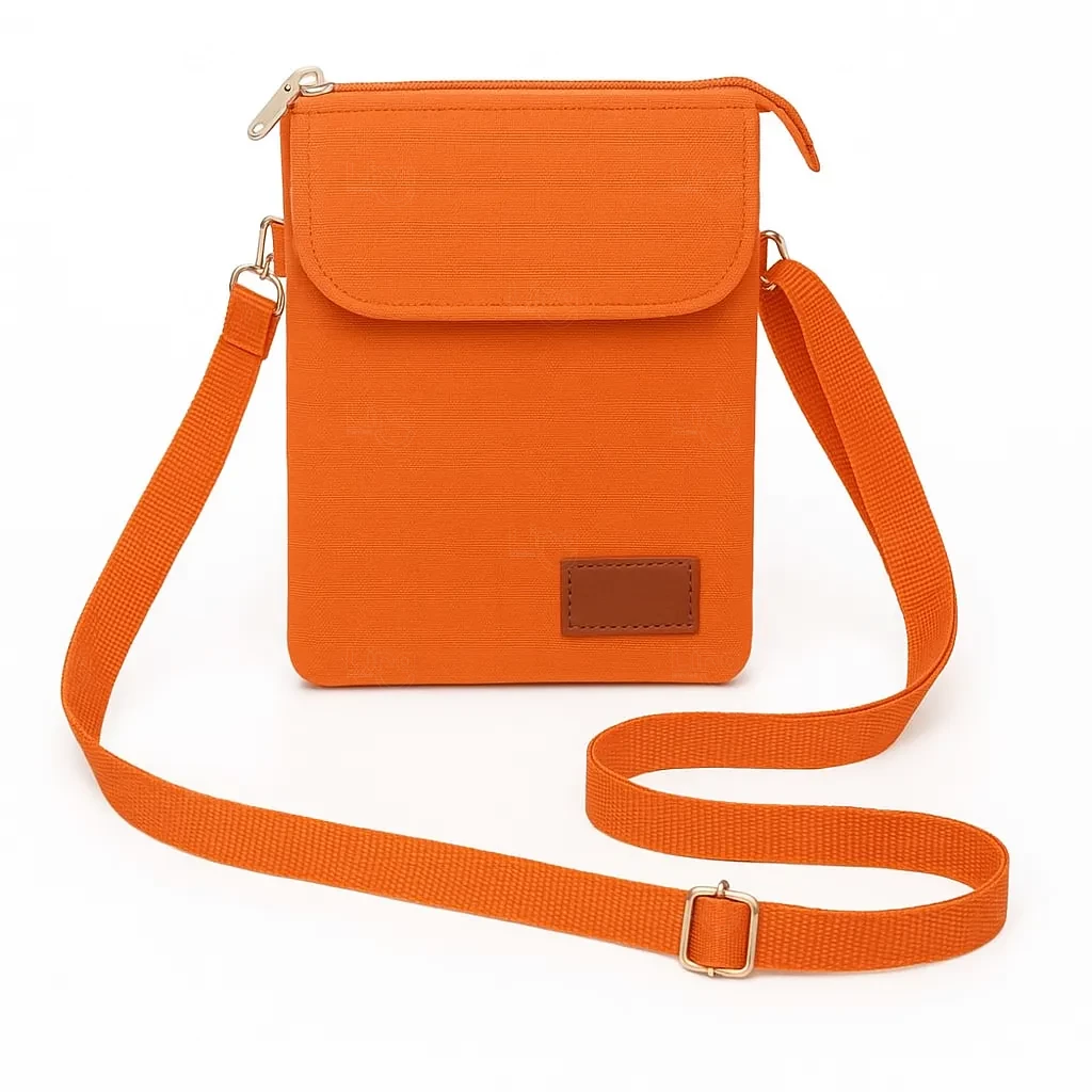 Mini Bolsa Transversal de Nylon Personalizada - 19 x 13,5 cm Laranja