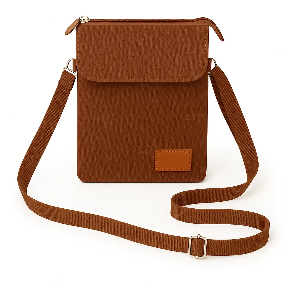 Mini Bolsa Transversal de Nylon Personalizada - 19 x 13,5 cm Marrom