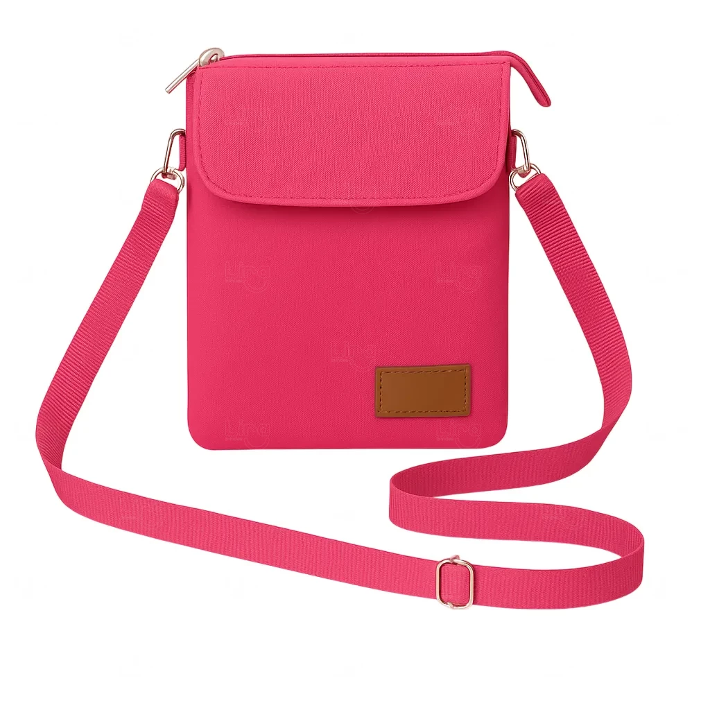 Mini Bolsa Transversal de Nylon Personalizada - 19 x 13,5 cm Rosa Pink
