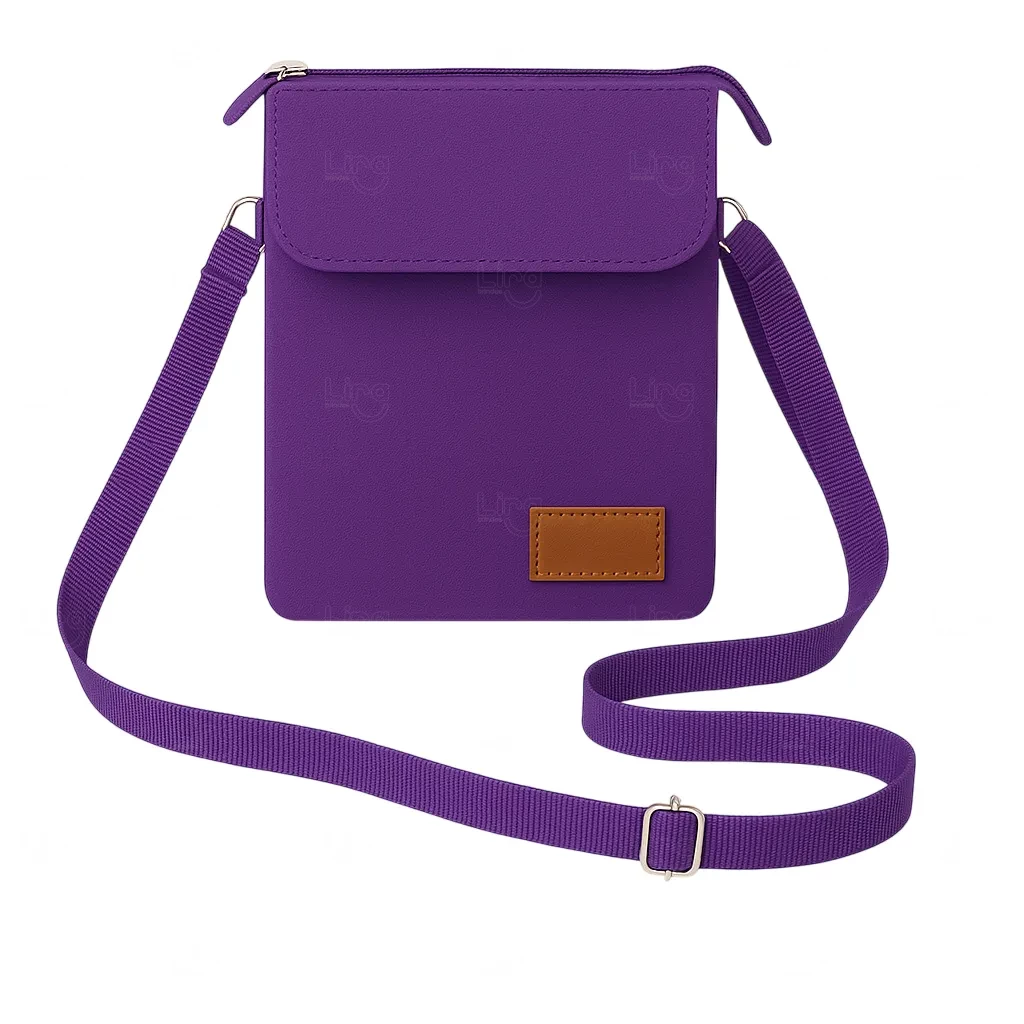 Mini Bolsa Transversal de Nylon Personalizada - 19 x 13,5 cm Roxo