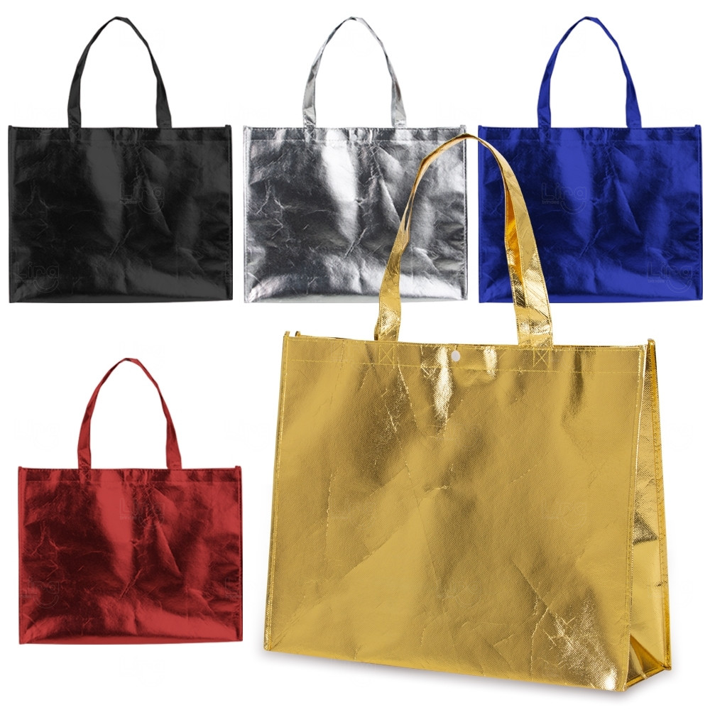 Sacola Metalizada em TNT Personalizada - 35 x 45,5 cm 