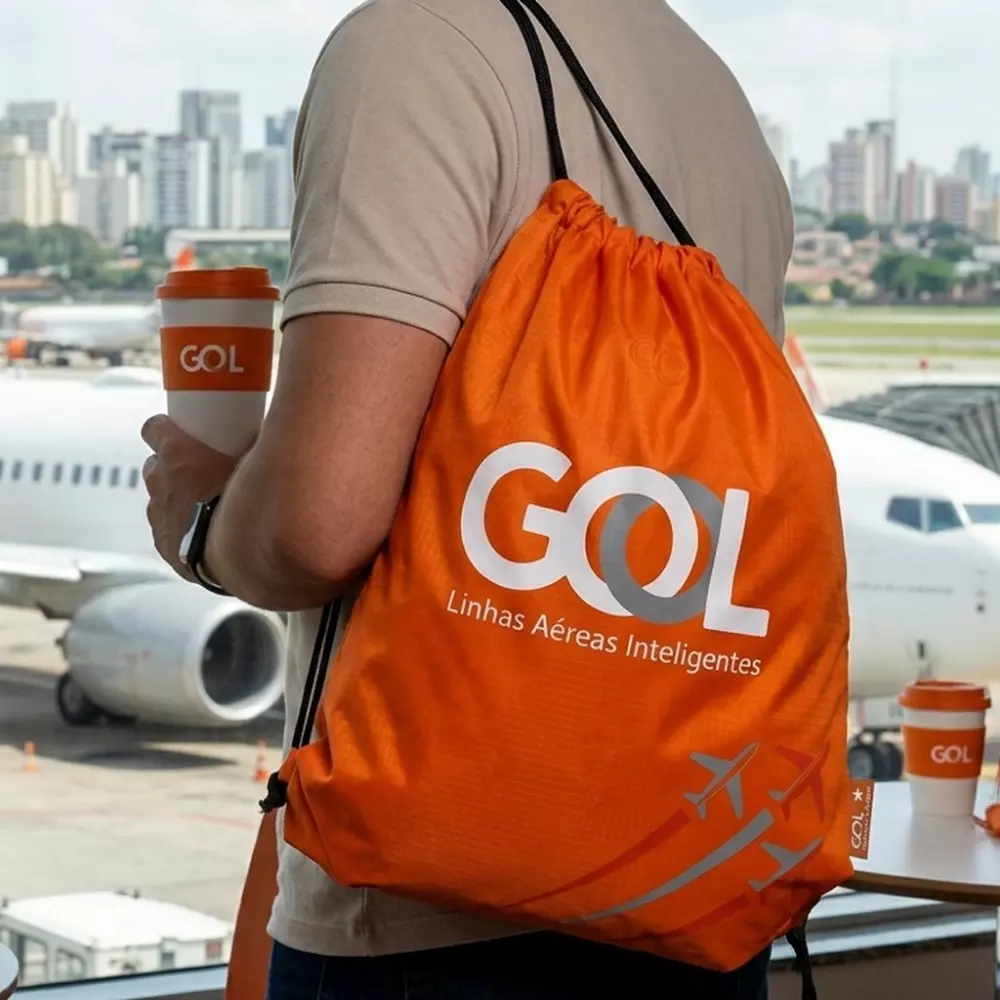Mochila Saco em Poliéster Personalizada - 40,5 x 33,8 cm 