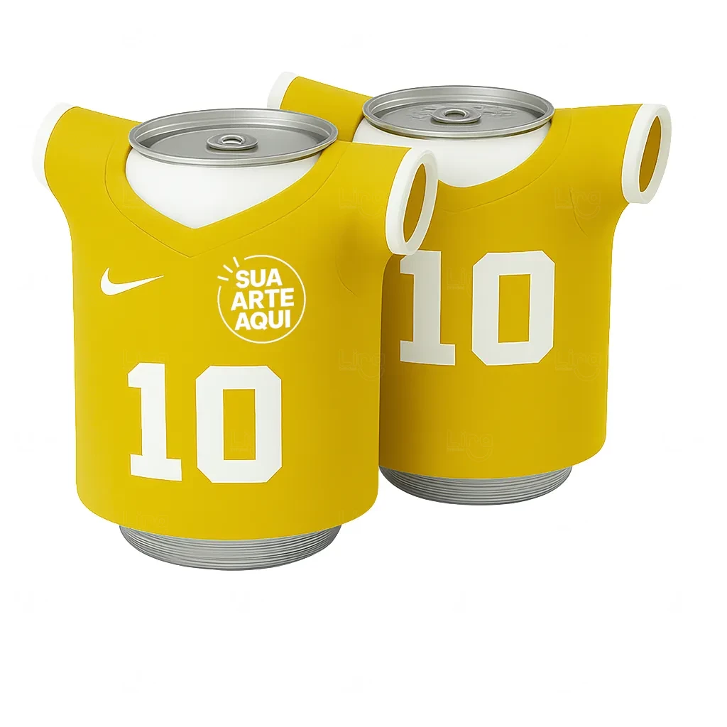 Porta Lata Neoprene em Formato Camiseta 100 % Personalizada Amarelo