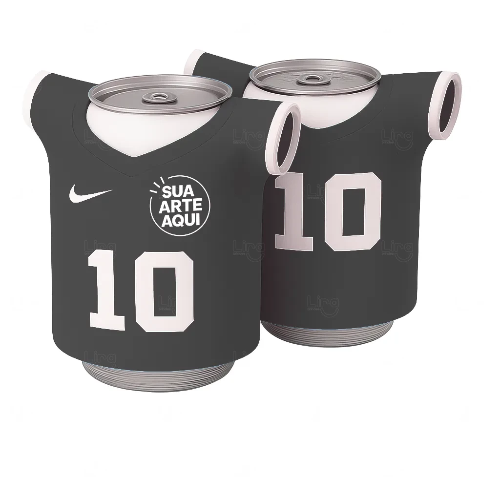 Porta Lata Neoprene em Formato Camiseta 100 % Personalizada Preto