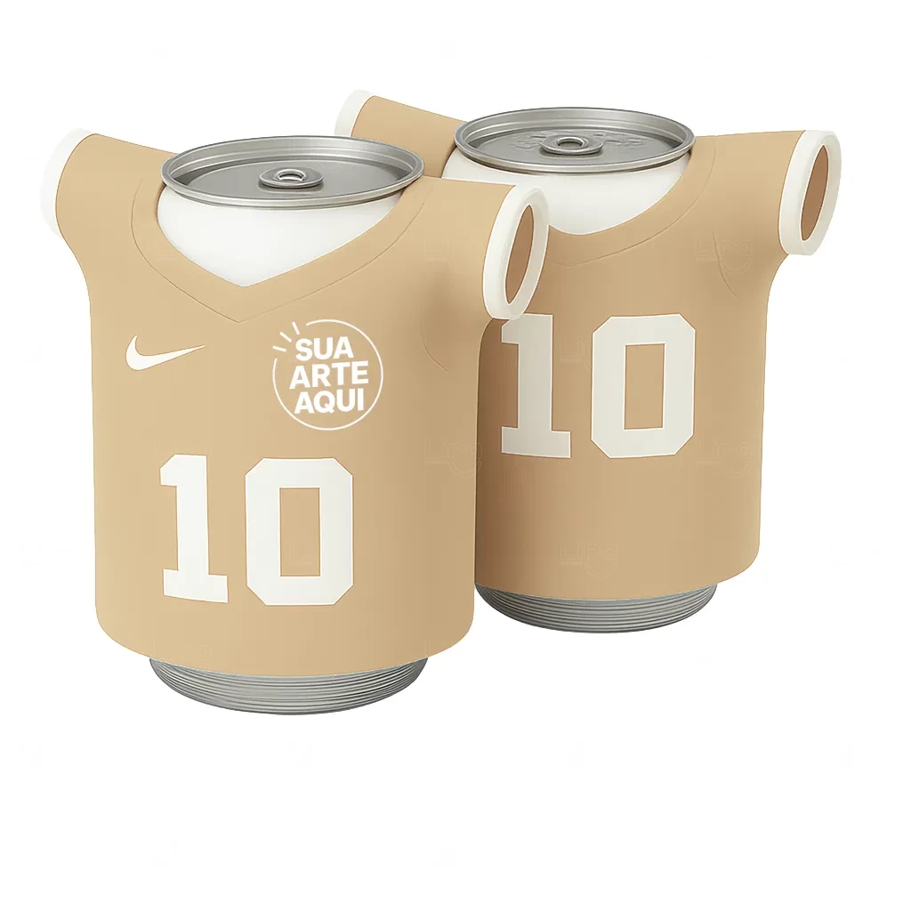 Porta Lata Neoprene em Formato Camiseta 100 % Personalizada Bege