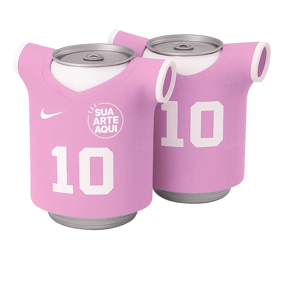 Porta Lata Neoprene em Formato Camiseta 100 % Personalizada Rosa Claro