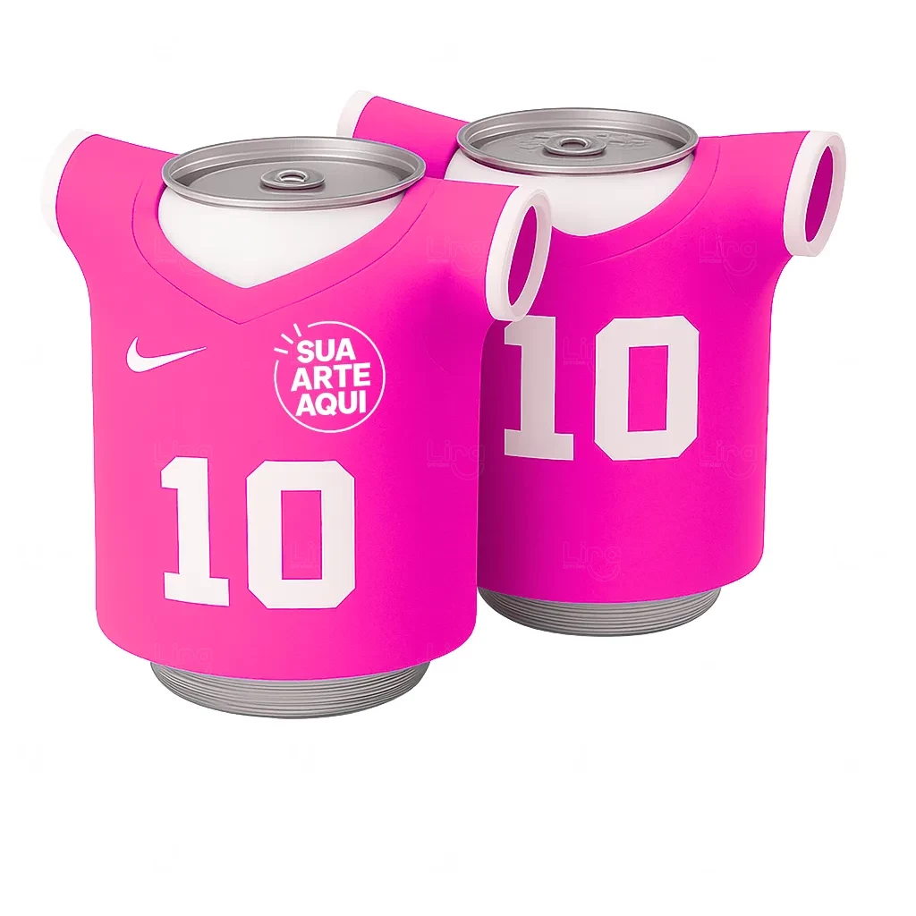 Porta Lata Neoprene em Formato Camiseta 100 % Personalizada Rosa Pink
