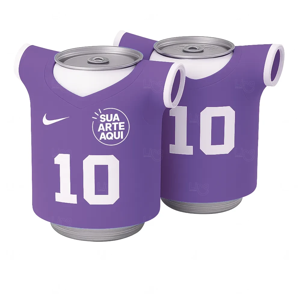Porta Lata Neoprene em Formato Camiseta 100 % Personalizada Roxo