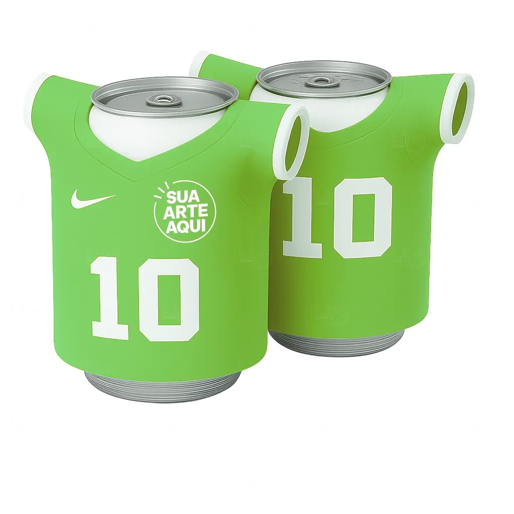 Porta Lata Neoprene em Formato Camiseta 100 % Personalizada Verde Claro