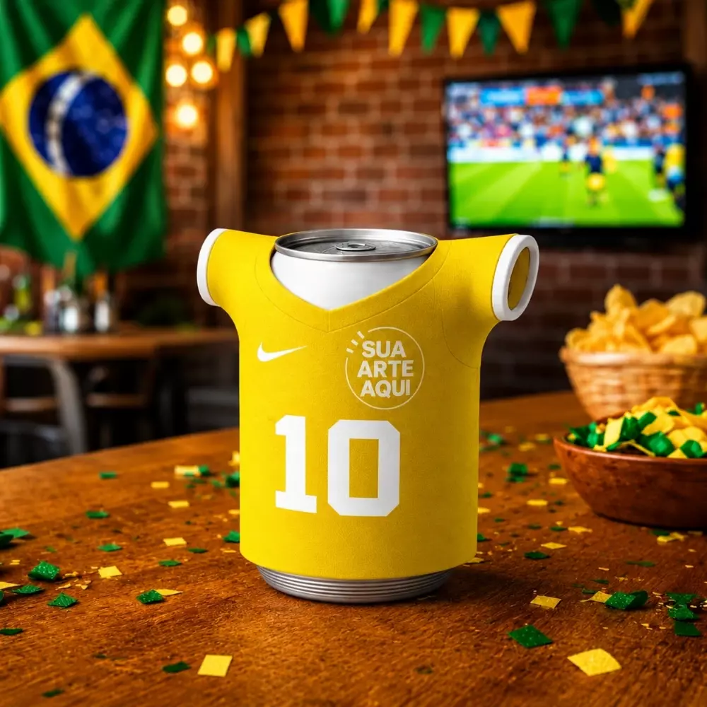 Porta Lata Neoprene em Formato Camiseta 100 % Personalizada 