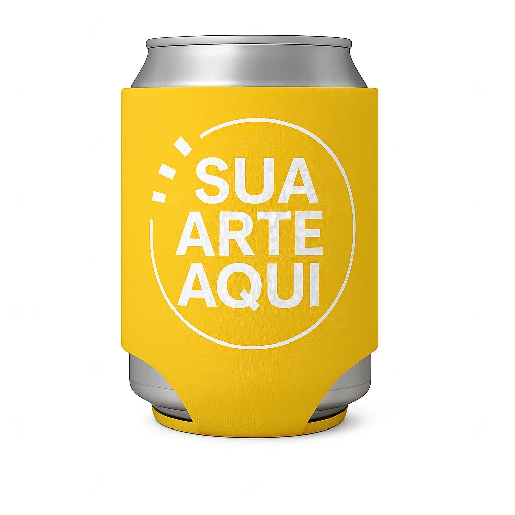 Porta Latas em Neoprene Personalizado - 9 x 13,5 cm Amarelo