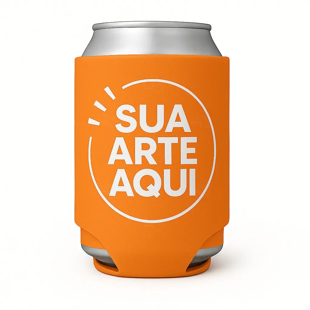 Porta Latas em Neoprene Personalizado - 9 x 13,5 cm Laranja