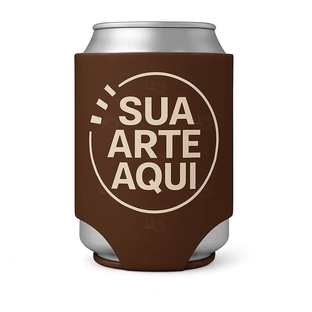 Porta Latas em Neoprene Personalizado - 9 x 13,5 cm Marrom