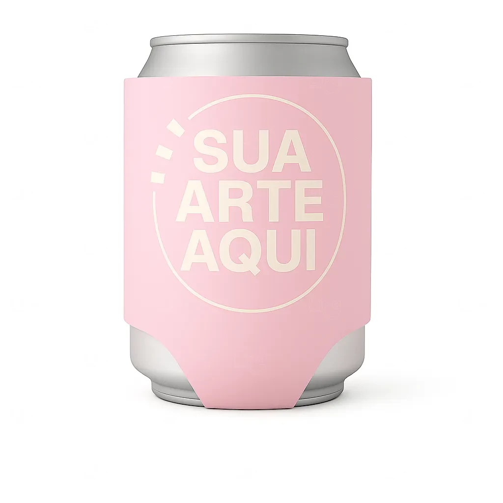 Porta Latas em Neoprene Personalizado - 9 x 13,5 cm Rosa Claro