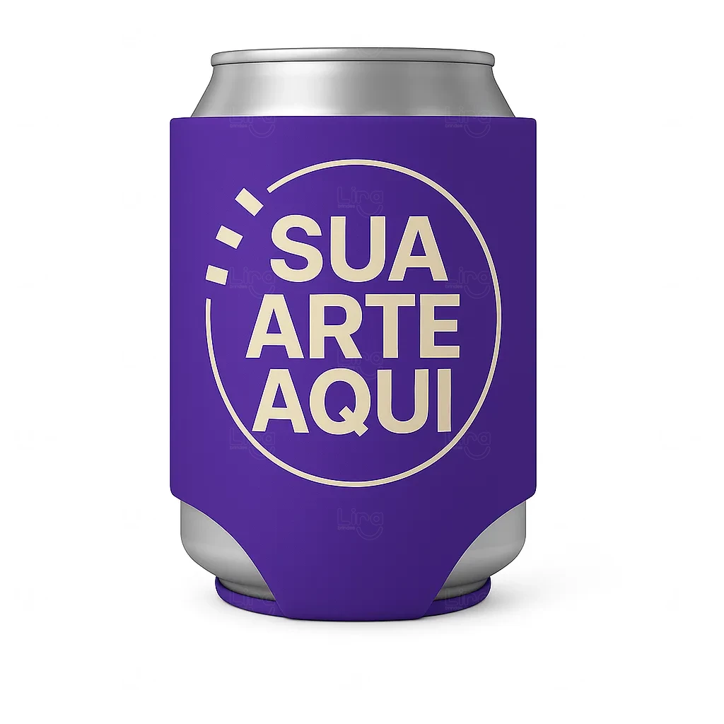 Porta Latas em Neoprene Personalizado - 9 x 13,5 cm Roxo