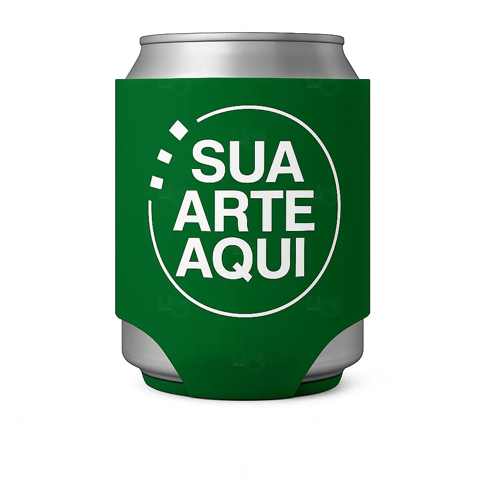 Porta Latas em Neoprene Personalizado - 9 x 13,5 cm Verde