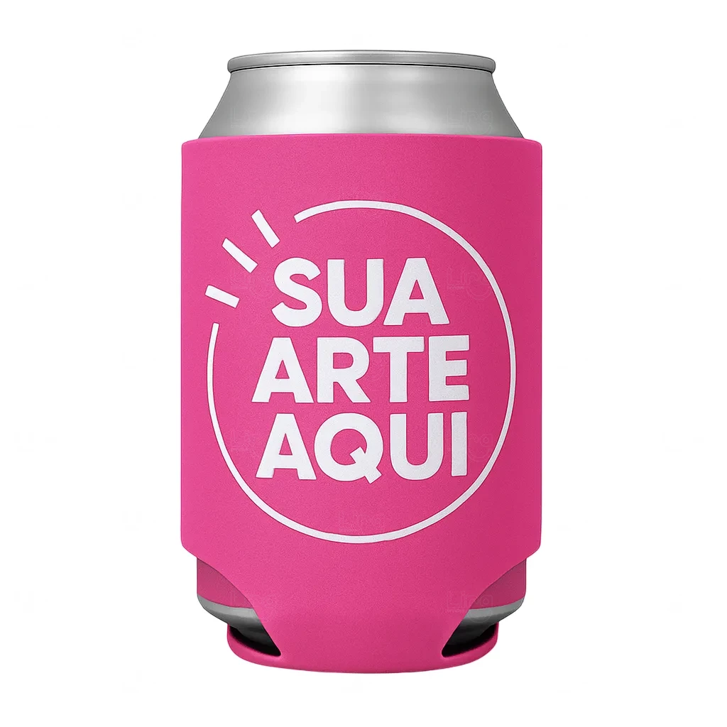 Porta Latas em Neoprene Personalizado - 9 x 13,5 cm Rosa Pink