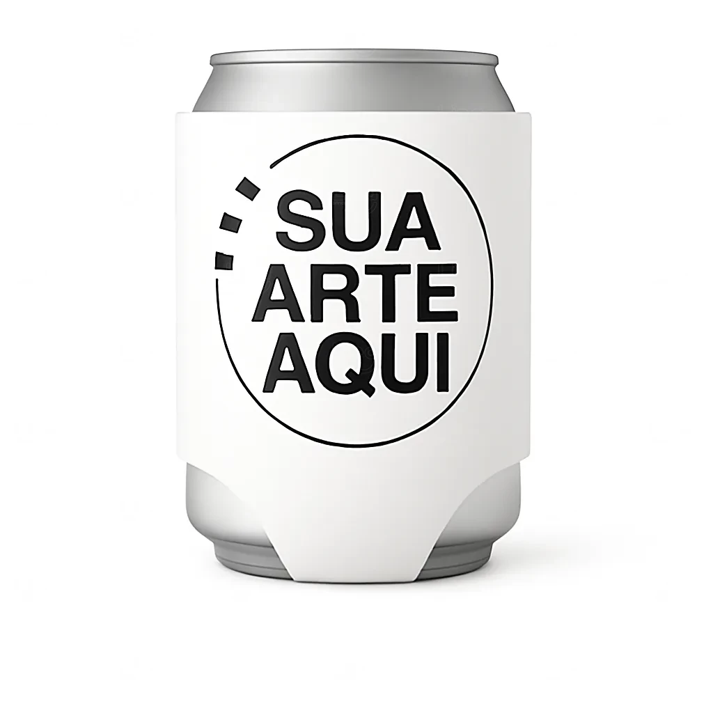 Porta Latas em Neoprene Personalizado - 9 x 13,5 cm Branco