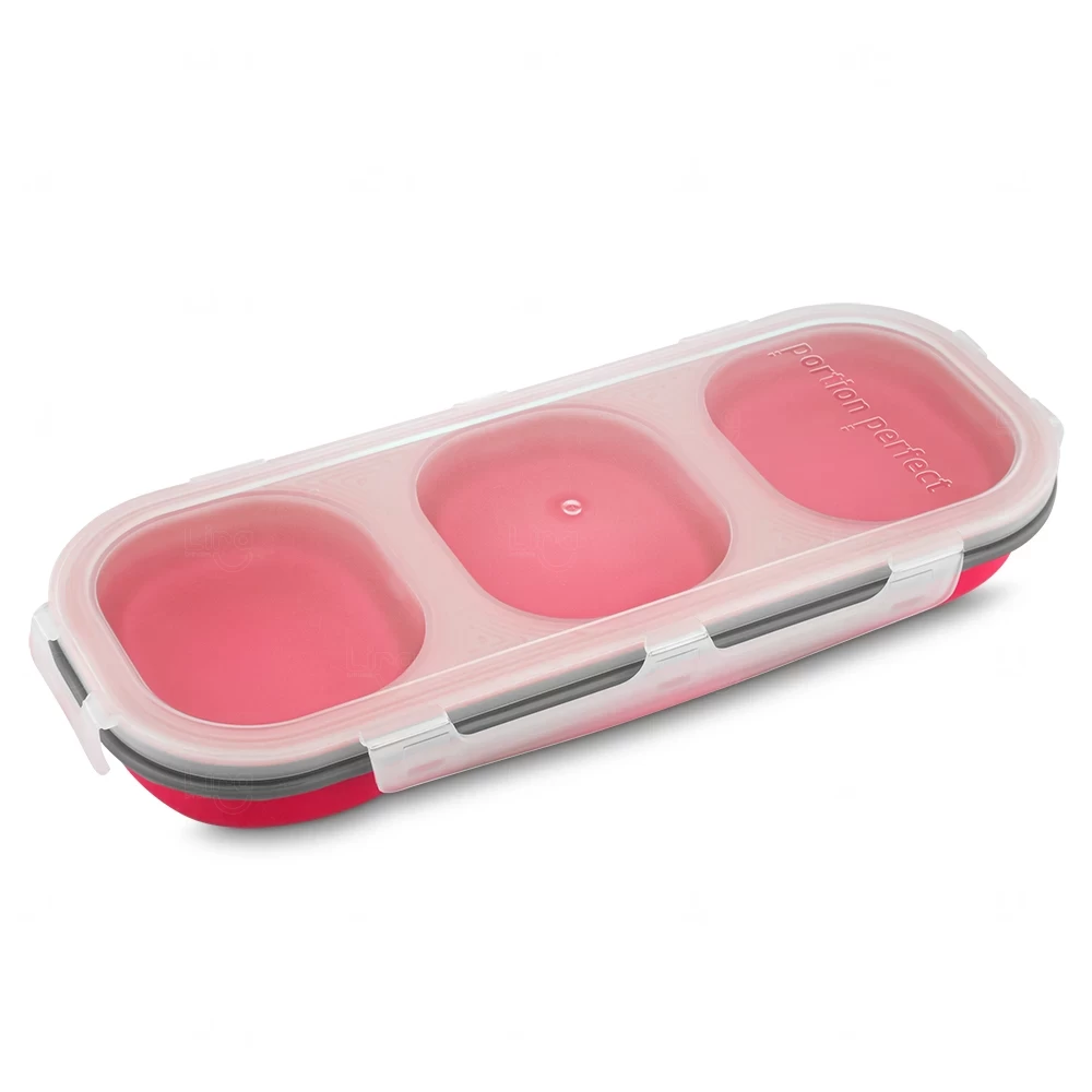 Lancheira de Silicone Personalizada Vermelho e Transparente