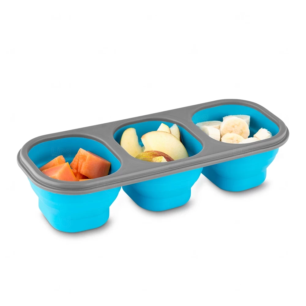 Lancheira de Silicone Personalizada Azul e Transparente
