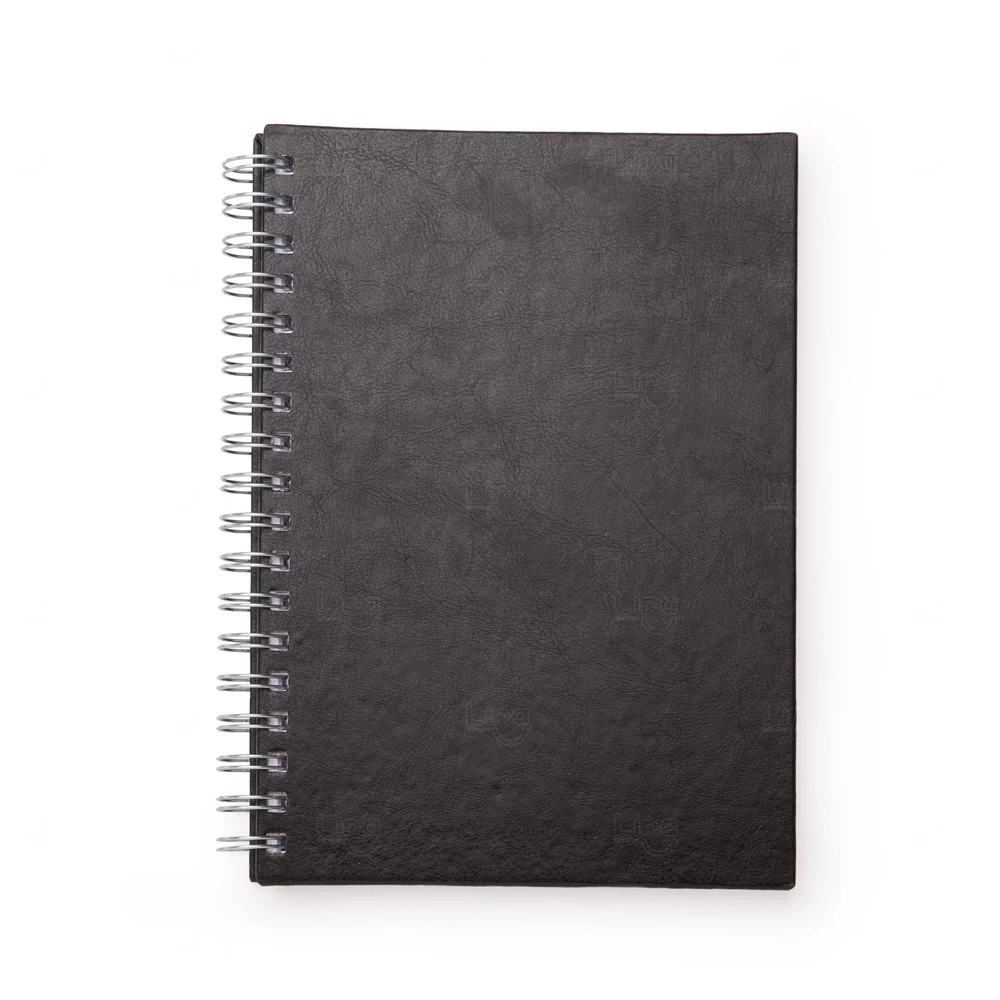 Caderno de Couro Sintético Personalizado - 24,3 x 18,4 cm Preto