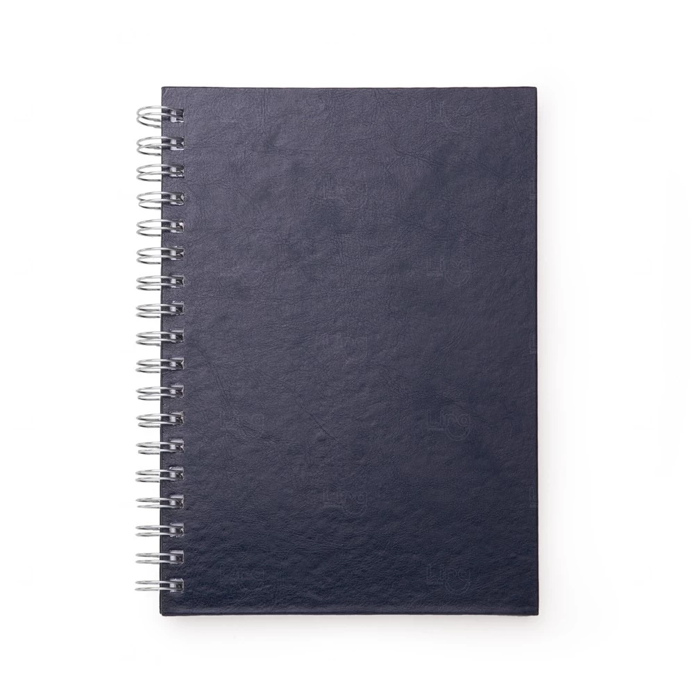 Caderno de Couro Sintético Personalizado - 24,3 x 18,4 cm Azul Escuro