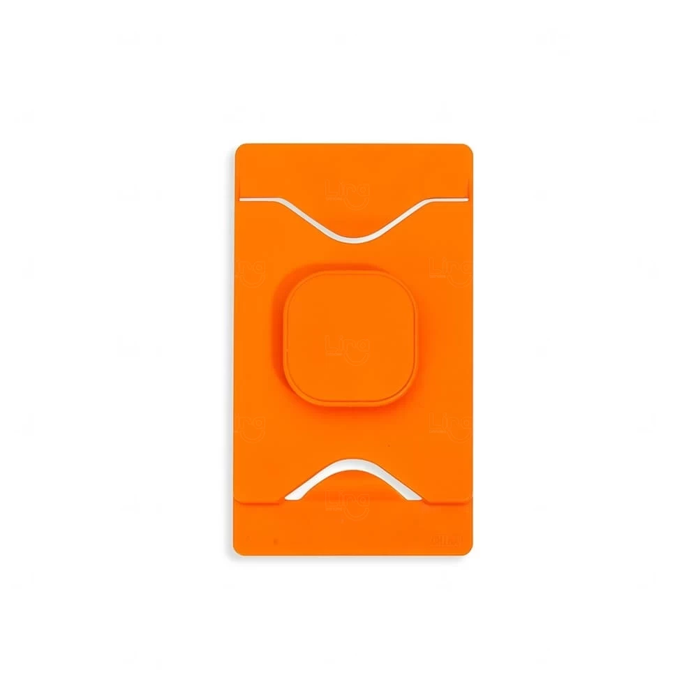 Porta Cartão Com Suporte Para Celular Personalizado Laranja