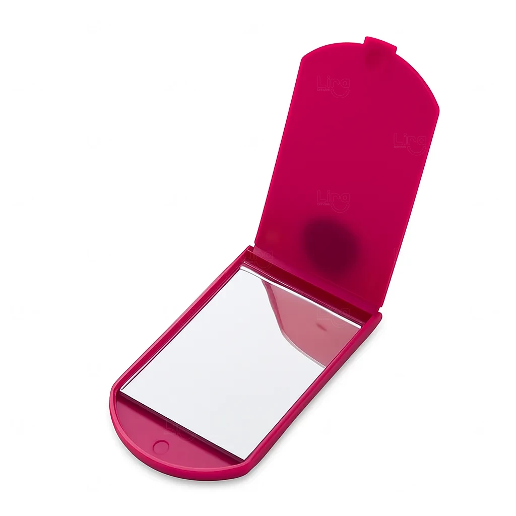 Espelho de Bolso Personalizado - 10 x 5,5 cm Rosa