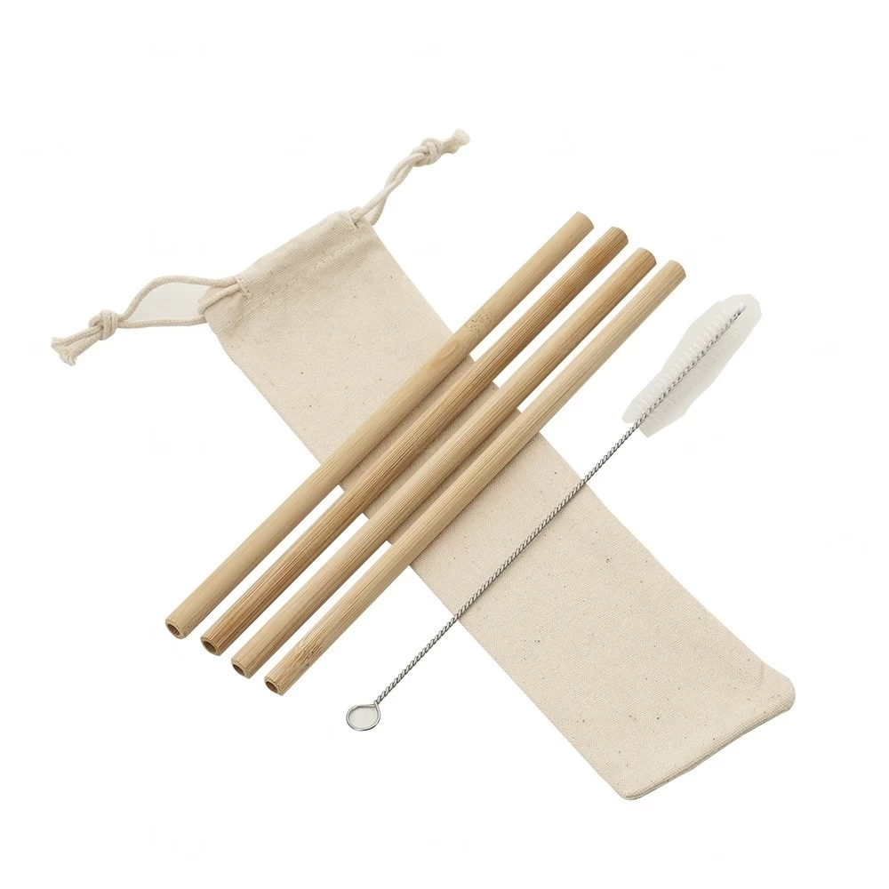 Kit Canudos de Bambu Personalizado - 4 Peças 