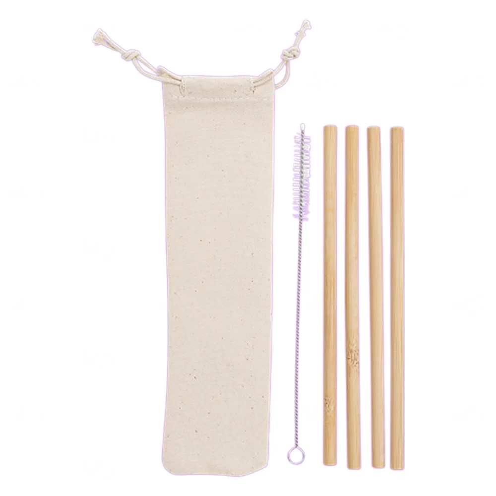 Kit Canudos de Bambu Personalizado - 4 Peças 
