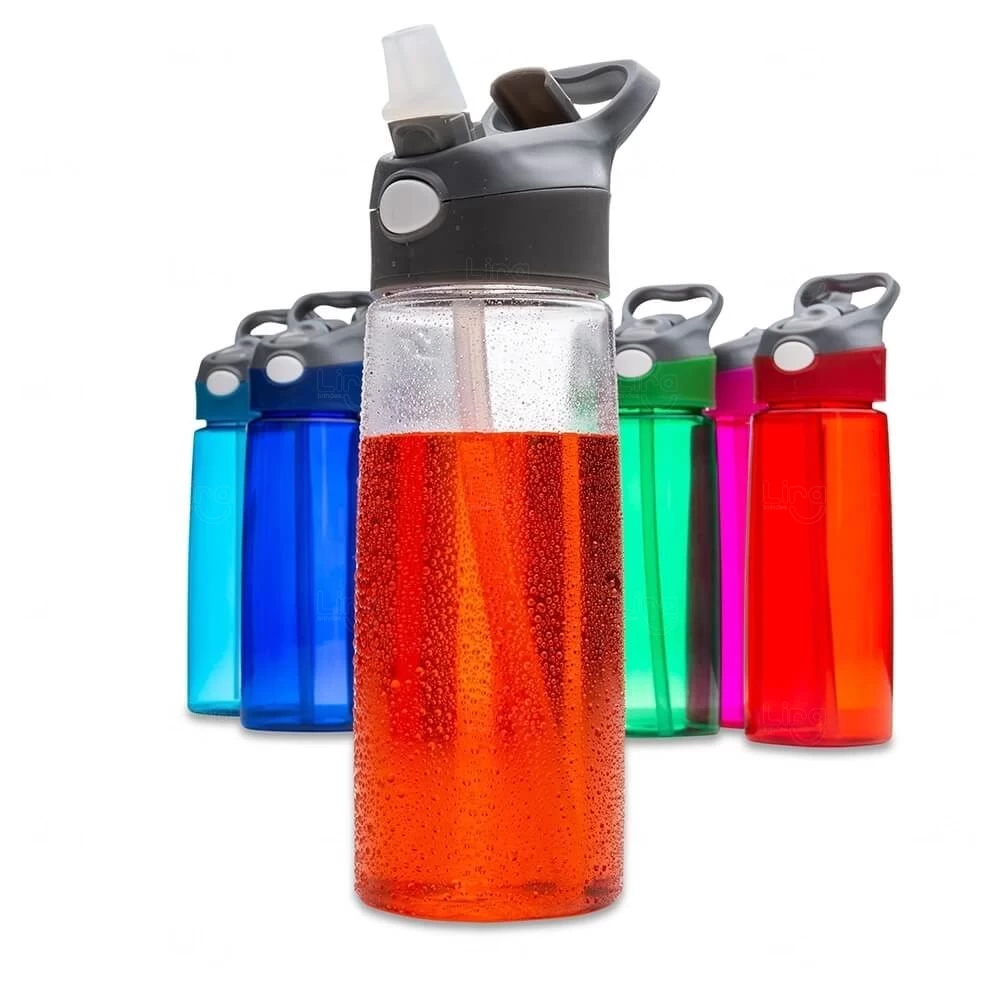 Squeeze Plástica Personalizada 650ml com Botão Acionador 