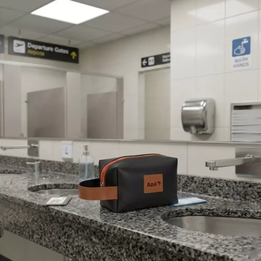 Nécessaire de Couro Sintético com Plaquinha Personalizável 