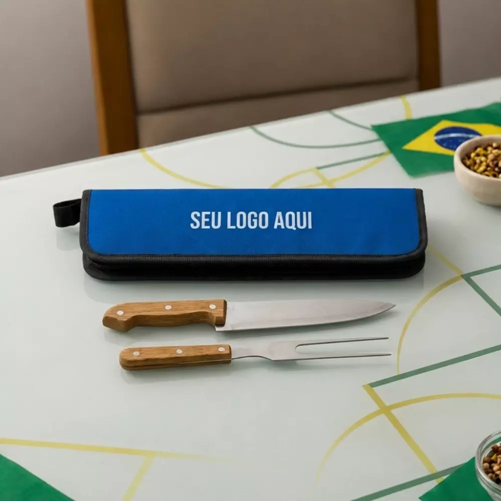 Kit Churrasco Personalizado 2 Peças com Estojo Colorido 