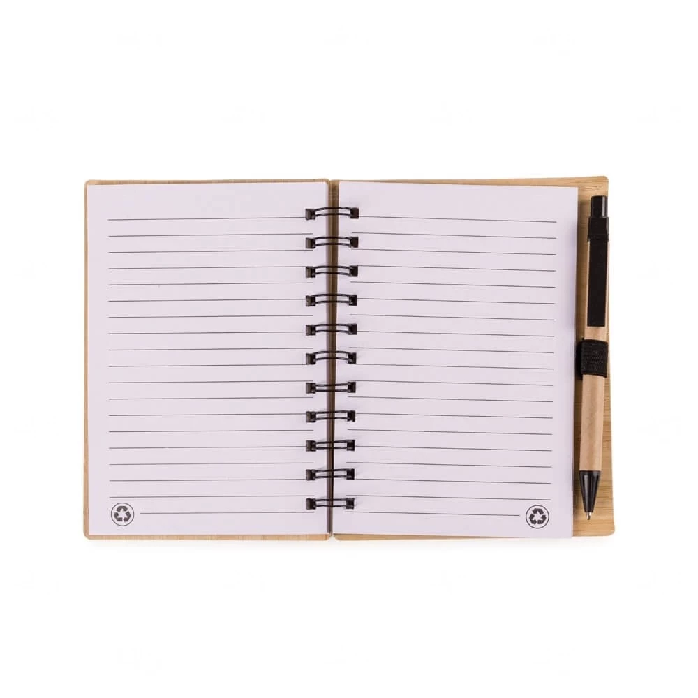 Caderno Personalizado de Bambu com Caneta - 16 x 13,3 cm 