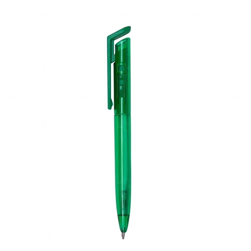 Caneta Plástica Translúcida Colorida Personalizada Verde