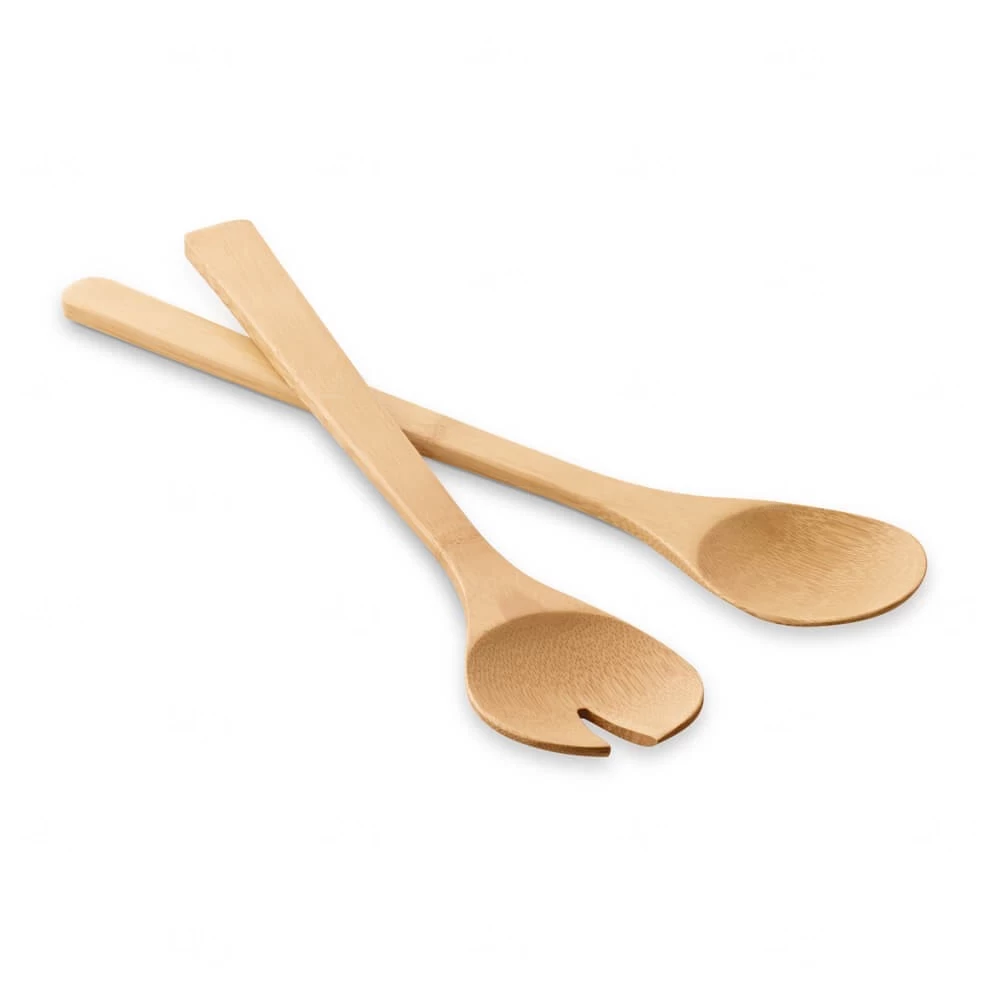 Talheres para Salada em Bambu Personalizado - 2 Peças 