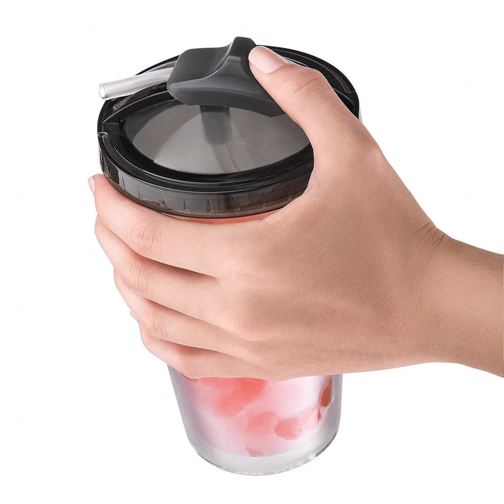 Copo Plástico com Canudo e Tampa Personalizado - 500ml 