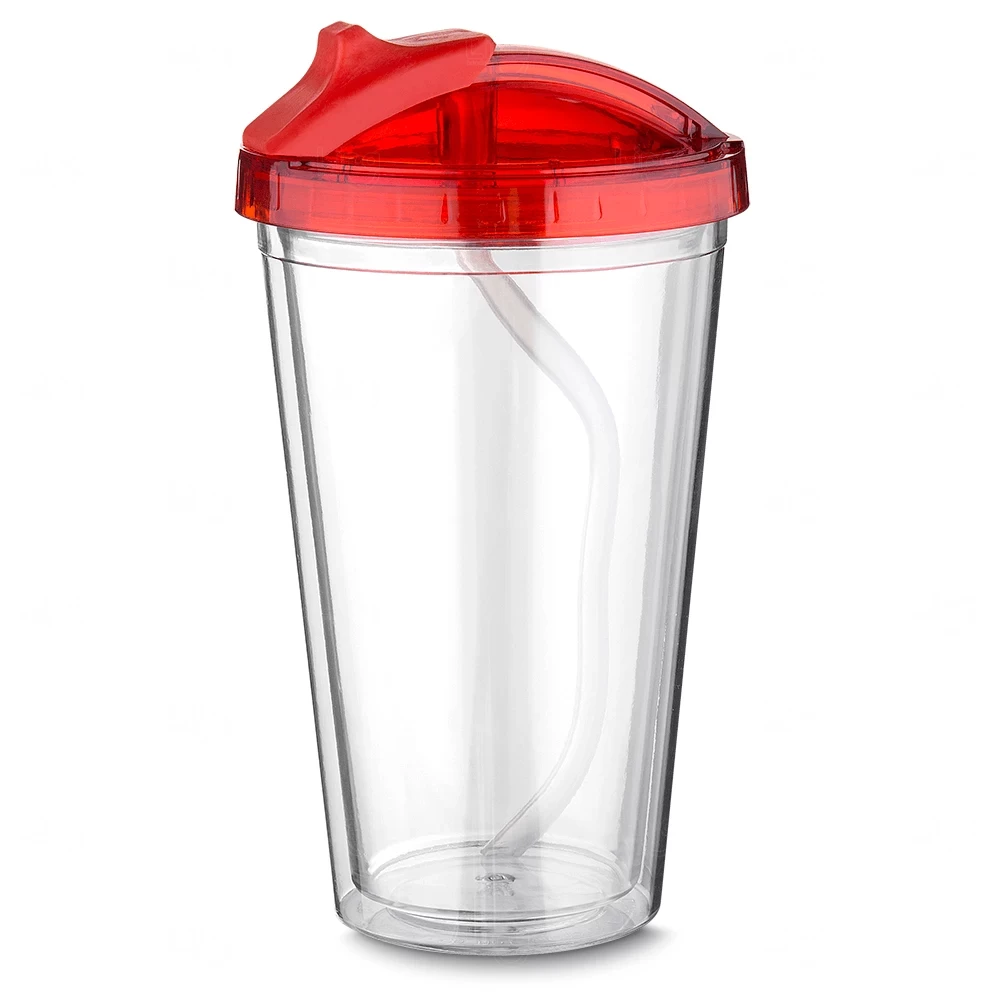 Copo Plástico com Canudo e Tampa Personalizado - 500ml 