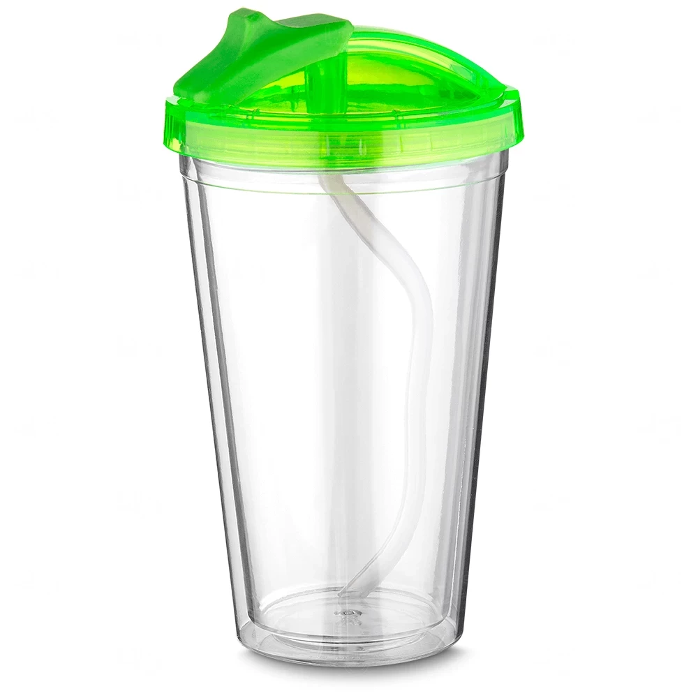 Copo Plástico com Canudo e Tampa Personalizado - 500ml 
