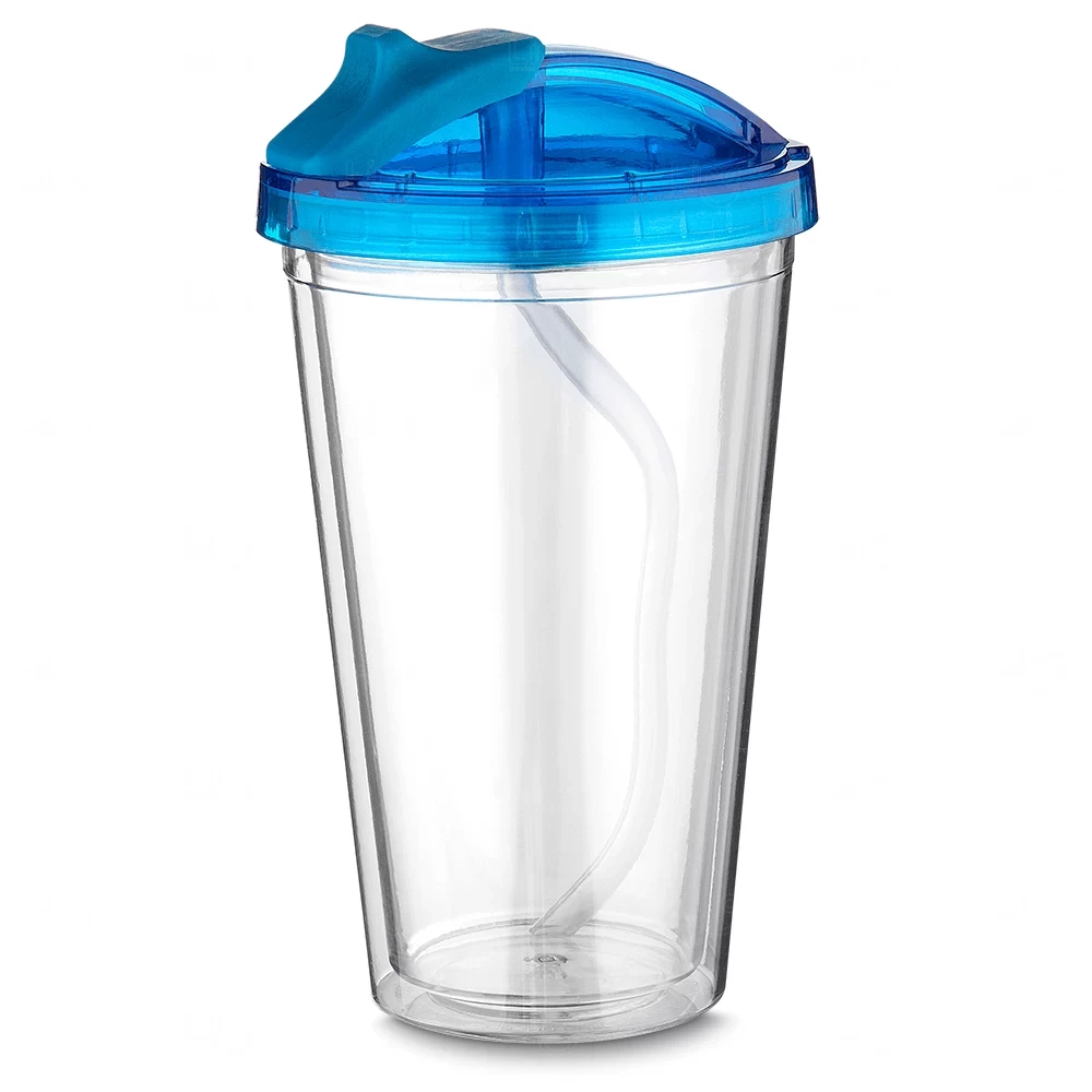 Copo Plástico com Canudo e Tampa Personalizado - 500ml 
