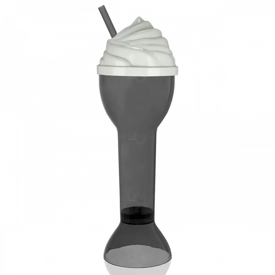 Copo Plástico 550ml com Tampa Sorvete Personalizado 