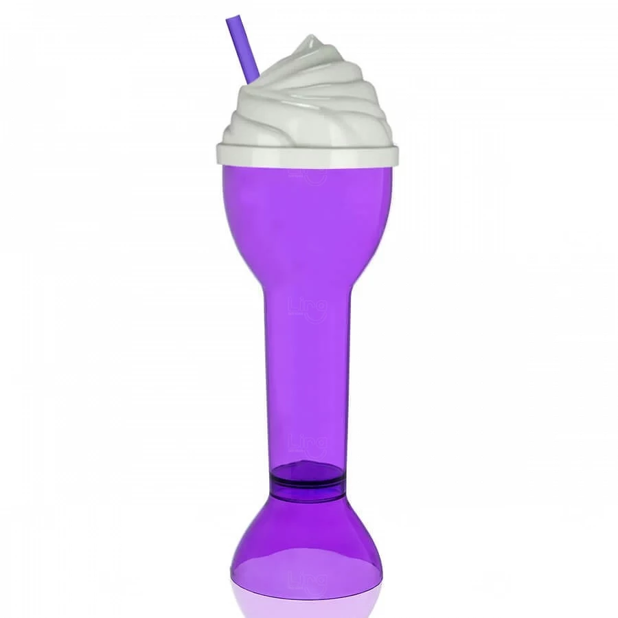 Copo Plástico 550ml com Tampa Sorvete Personalizado 