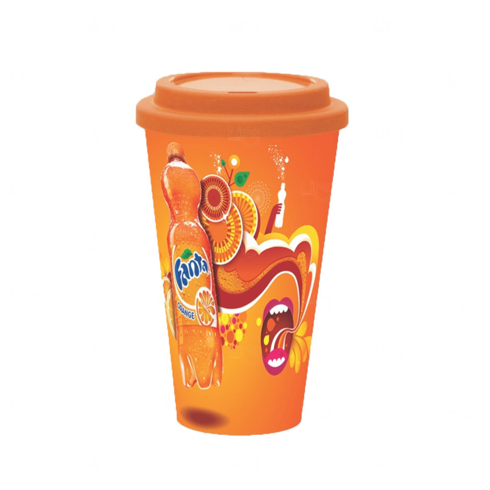 Copo Personalizado com Tampa In Mold Label - 550ml Laranja