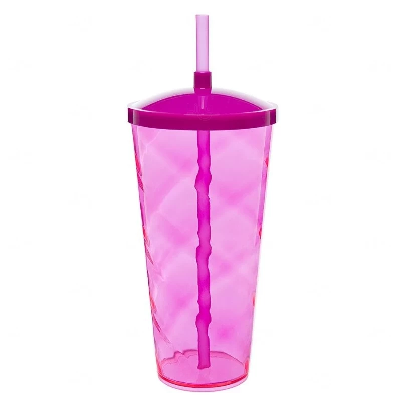 Copão C/ Canudo Personalizado - 1L (Leitoso ou Cristal) Rosa