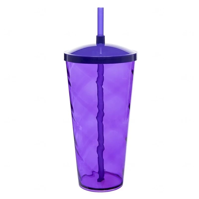 Copão C/ Canudo Personalizado - 1L (Leitoso ou Cristal) Roxo