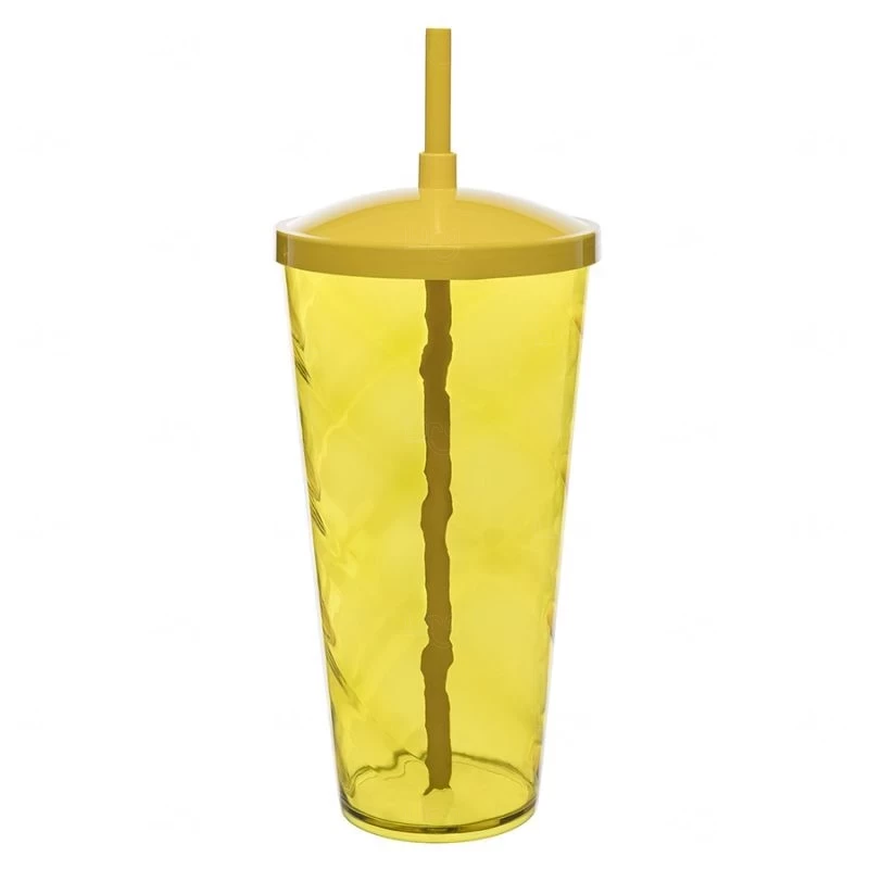 Copão C/ Canudo Personalizado - 1L (Leitoso ou Cristal) Amarelo