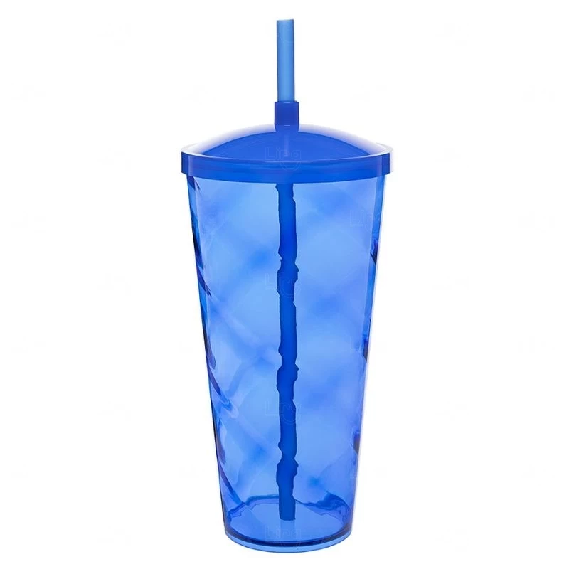 Copão C/ Canudo Personalizado - 1L (Leitoso ou Cristal) Azul